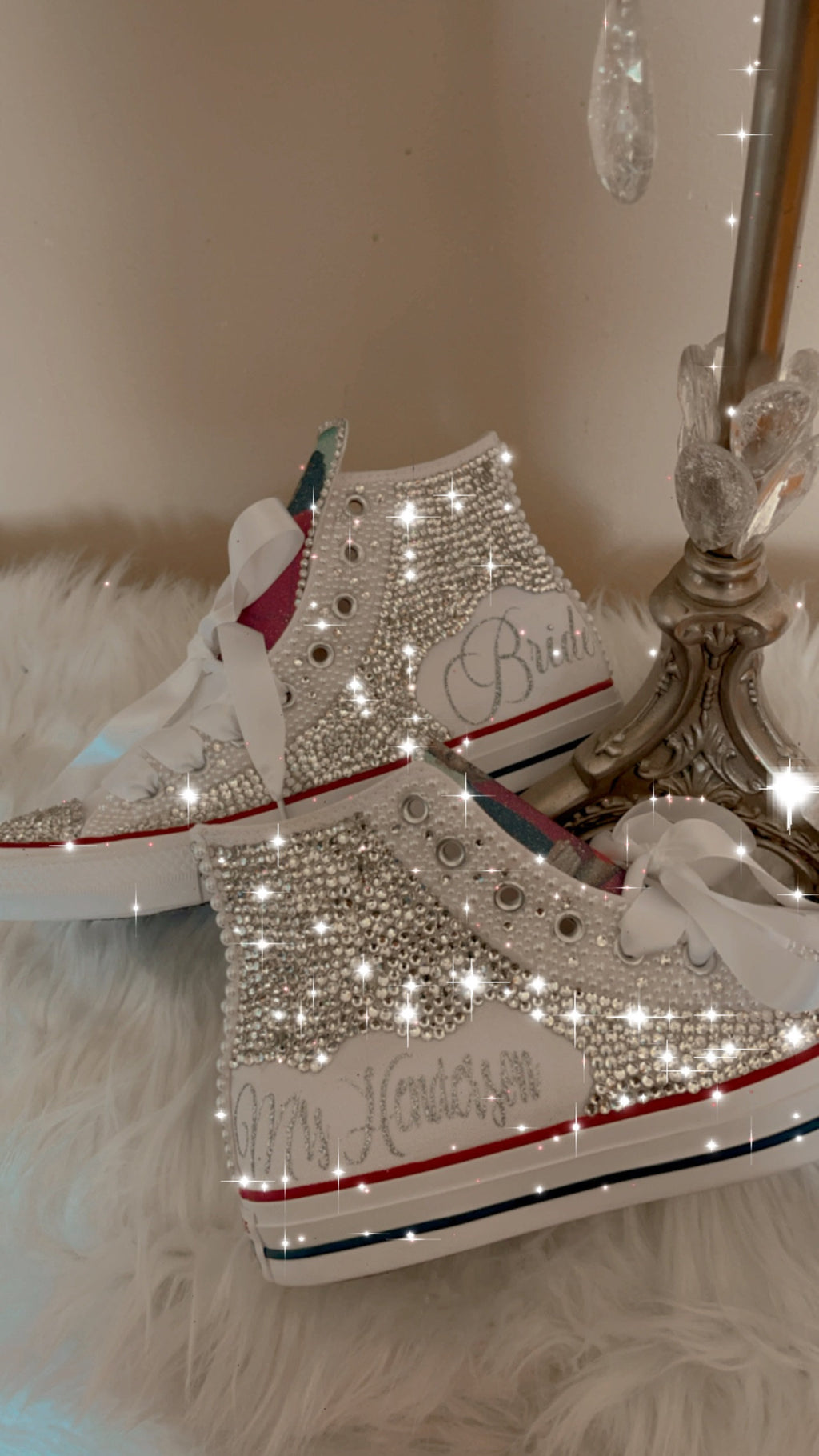 Custom Rhinestone design Converse Shoes for Bride